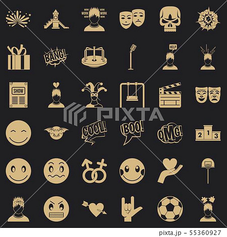 Stressed emotion icons set, simple style Stressed emotion icons set, simple style 55360927
