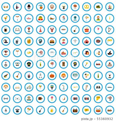100 streetfestival brainstorm icons set, flat style 100 streetfestival brainstorm icons set, flat style 55360932