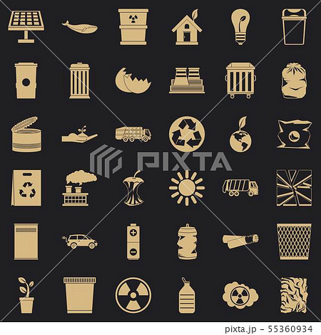 Ecology in planet icons set, simple style 55360934