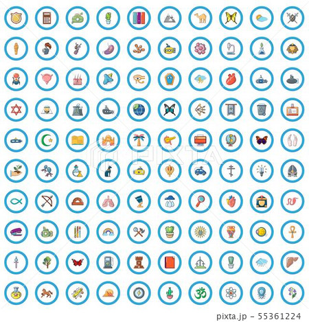 100 study icons set, cartoon style 100 study icons set, cartoon style 55361224