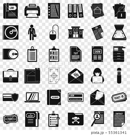 Working document icons set, simple style 55361341