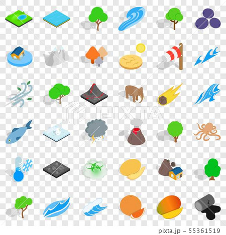 Planet earth icons set, isometric style Planet earth icons set, isometric style 55361519