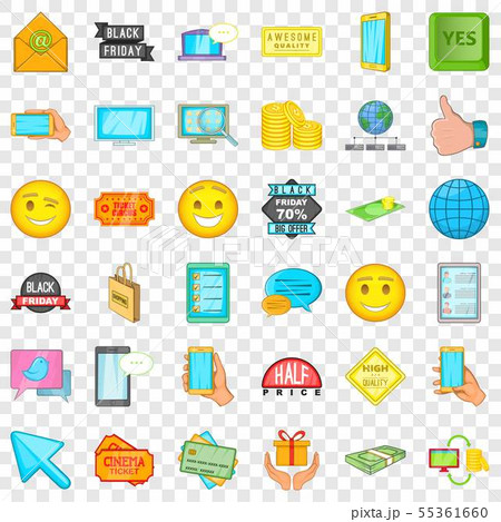 Online commerce icons set, cartoon style 55361660