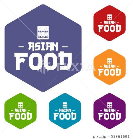 Menu asian food icons vector hexahedron Menu asian food icons vector hexahedron 55361691