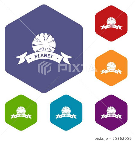 Planet astronomy icons vector hexahedron Planet astronomy icons vector hexahedron 55362059