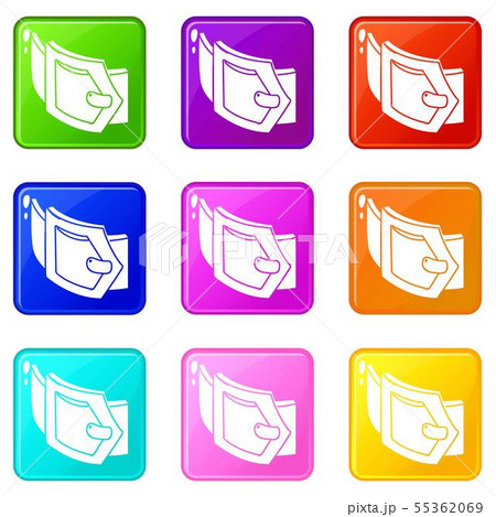 Woman belt icons set 9 color collection Woman belt icons set 9 color collection 55362069