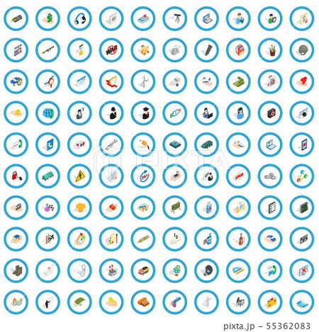 100 system icons set, isometric 3d style 100 system icons set, isometric 3d style 55362083