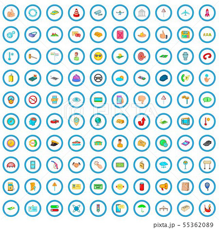 100 taxy icons set, cartoon style 55362089