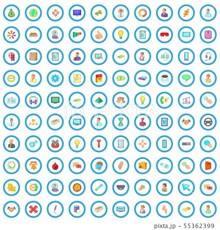 100 teamwork icons set, cartoon style 55362399