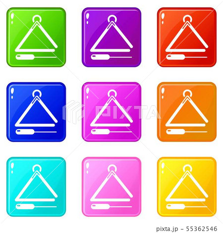 Musical triangle icons set 9 color collection 55362546