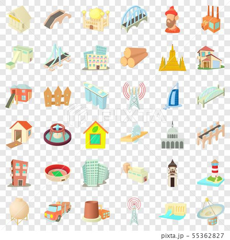 Construction site icons set, cartoon style Construction site icons set, cartoon style 55362827