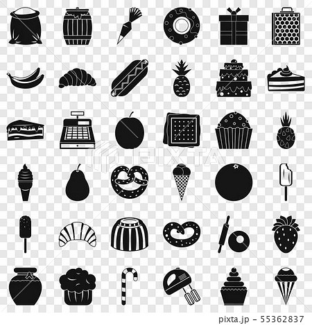 Sweet chocolate icons set, simple style Sweet chocolate icons set, simple style 55362837