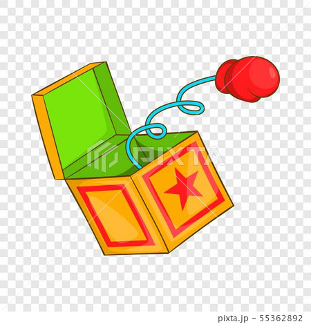 Red boxing glove on spring icon, cartoon style 55362892