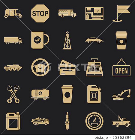 Filling station icons set, simple style 55362894