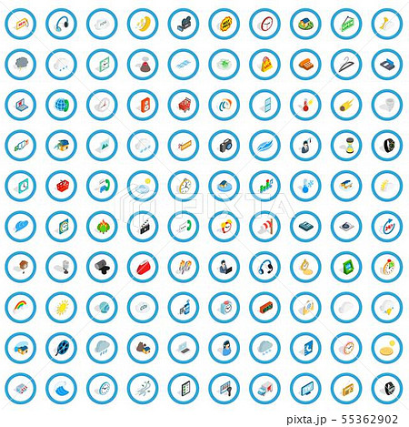 100 time icons set, isometric 3d style 55362902