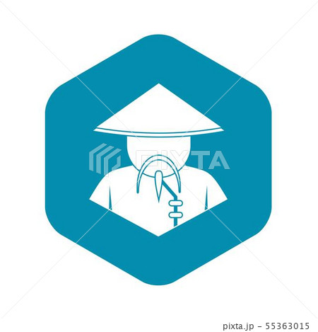 Asian man in conical hat icon, simple style Asian man in conical hat icon, simple style 55363015