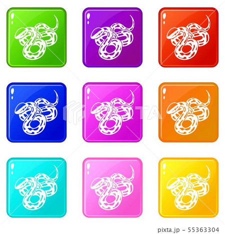 Texas snake icons set 9 color collection 55363304