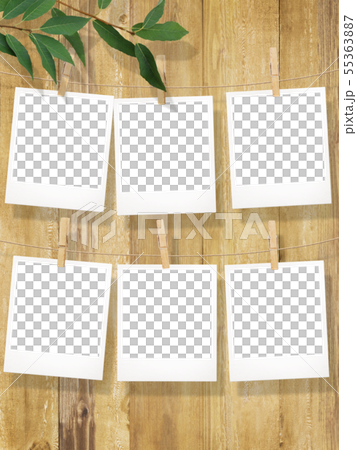 背景-木目-ポラロイド写真-枝-葉-フレーム-テンプレート 55363887