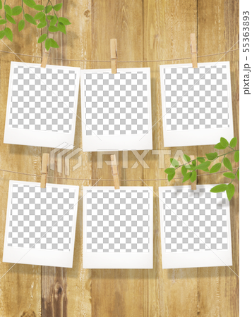 Background-Wood Grain-Polaroid Photo-Branch-Leaf-Frame-Template 55363893