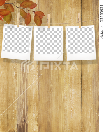 Background-Wood grain-Polaroid photo-Branch-Autumn leaves-Frame-Template Background-Wood grain-Polaroid photo-Branch-Autumn leaves-Frame-Template 55363931