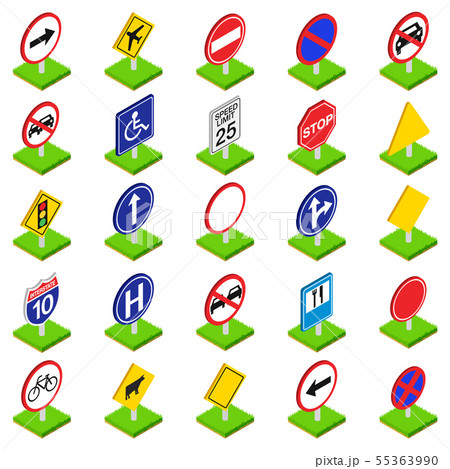 Road sign icons set, isometric style 55363990