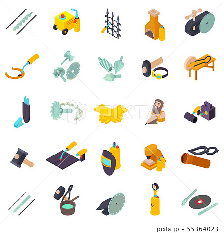 Metalworking Icons Set Isometric Styleのイラスト素材 55364023 Pixta