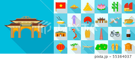 Vietnam icons set, flat style Vietnam icons set, flat style 55364037