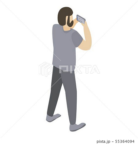 Man take smartphone photo icon, isometric style 55364094