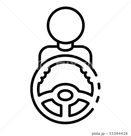 Man take car steering wheel icon, outline style 55364416