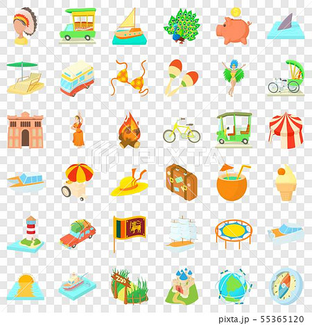 Adventure boat icons set, cartoon style Adventure boat icons set, cartoon style 55365120