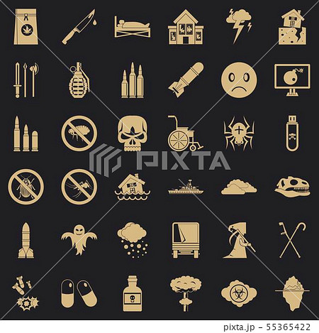Virus icons set, simple style Virus icons set, simple style 55365422