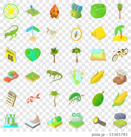 Rest in nature icons set, cartoon style 55365765
