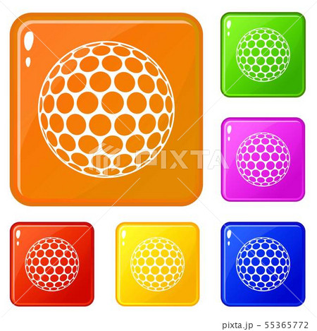 Black and white golf ball icons set vector color 55365772
