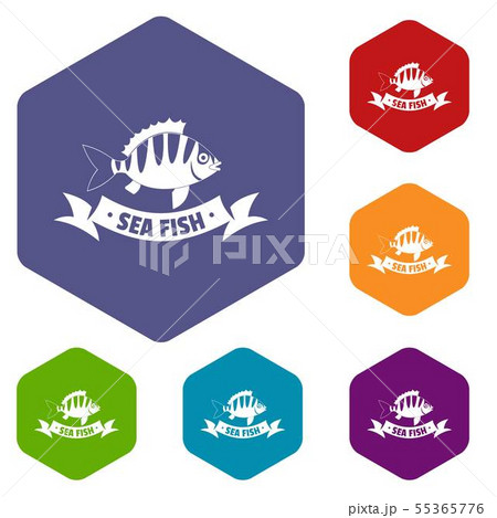Sea fish icons vector hexahedron Sea fish icons vector hexahedron 55365776