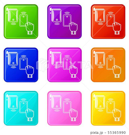 Magnetic lock icons set 9 color collection 55365990
