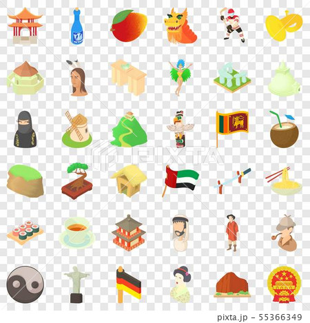 Europe culture icons set, cartoon style 55366349