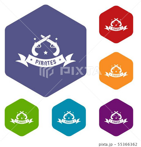 Pirate gun icons vector hexahedron Pirate gun icons vector hexahedron 55366362