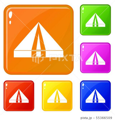 Tourist camping tent icons set vector color 55366509
