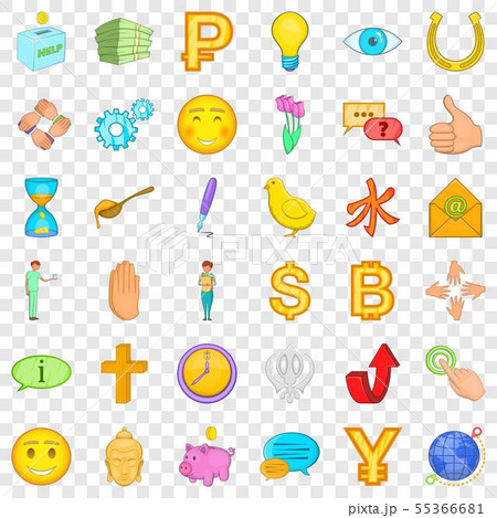 Help in donation icons set, cartoon style 55366681