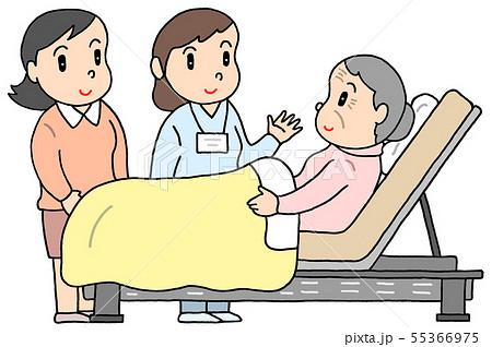 在宅介護 お婆さんのイラスト素材