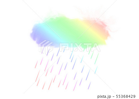 雨と虹のイラストのイラスト素材