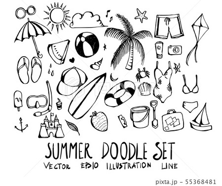 Set of summer doodle illustration Hand drawn Set of summer doodle illustration Hand drawn 55368481
