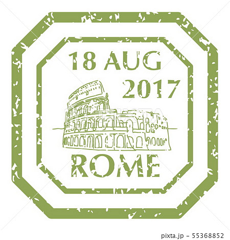 Coliseum in Rome on Grunge Postal Stamp 55368852