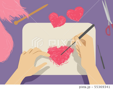Hands Felting Illustration 55369341