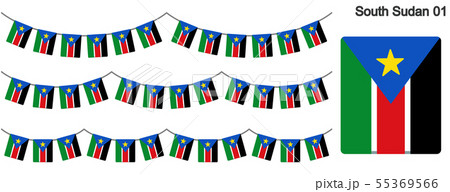 南スーダンの国旗のガーラーンド　ベクターデータ（bunting garland）