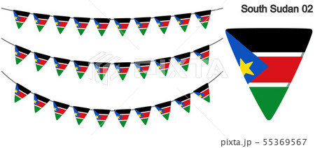 南スーダンの国旗のガーラーンド　ベクターデータ（bunting garland）