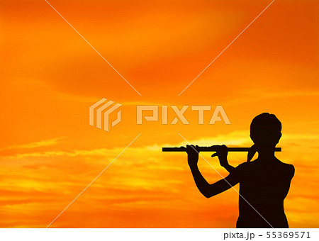 フルートを吹く少女 55369571
