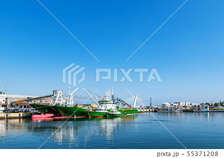 【青森八戸漁港舘鼻岸壁】日曜日早朝の漁港の風景 55371208