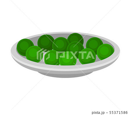Green balls in a plate. Vector illustration on white background. Green balls in a plate. Vector illustration on white background. 55371586