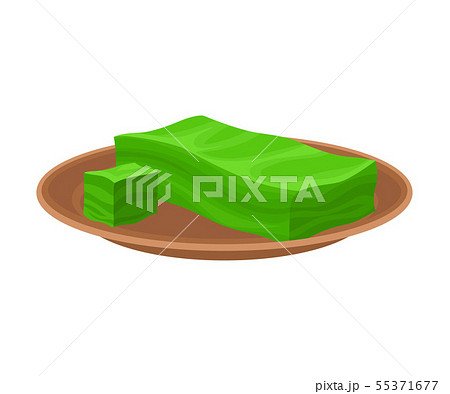 Green rectangular piece of pressed algae. Vector illustration on white background. Green rectangular piece of pressed algae. Vector illustration on white background. 55371677